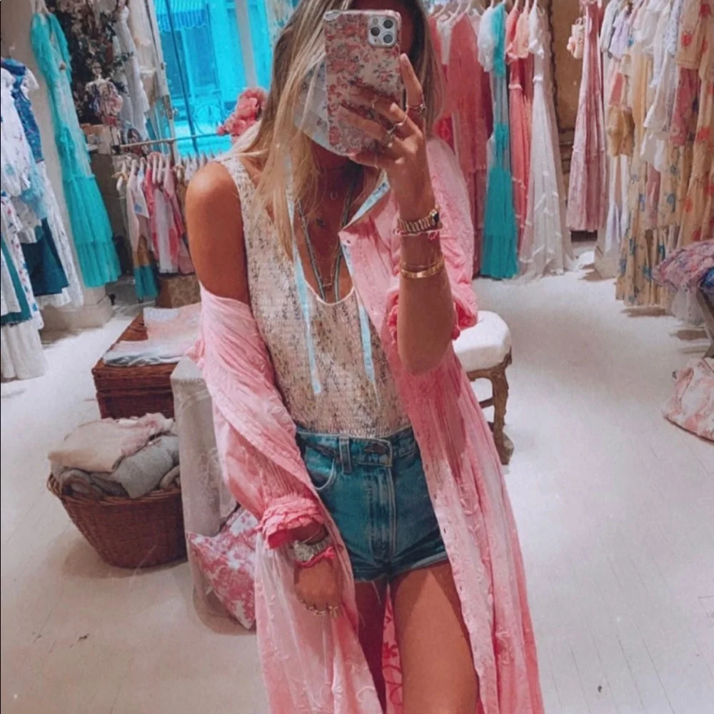 LoveShackFancy Pink Floral One-Piece Swimsuit